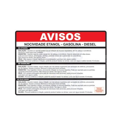 Placa Adesiva - Nocividade Etanol, Gasolina e Diesel